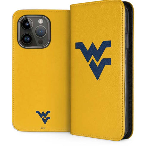 West Virginia University Yellow Background iPhone 15 Pro Folio Case